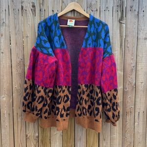 FARM Rio oversize Leopard Pattern Cardigan